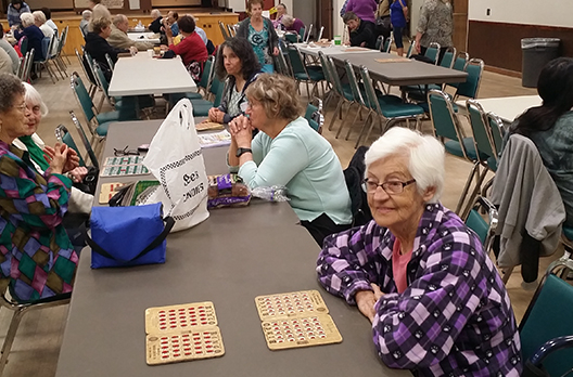 Residents enjoying bingo night