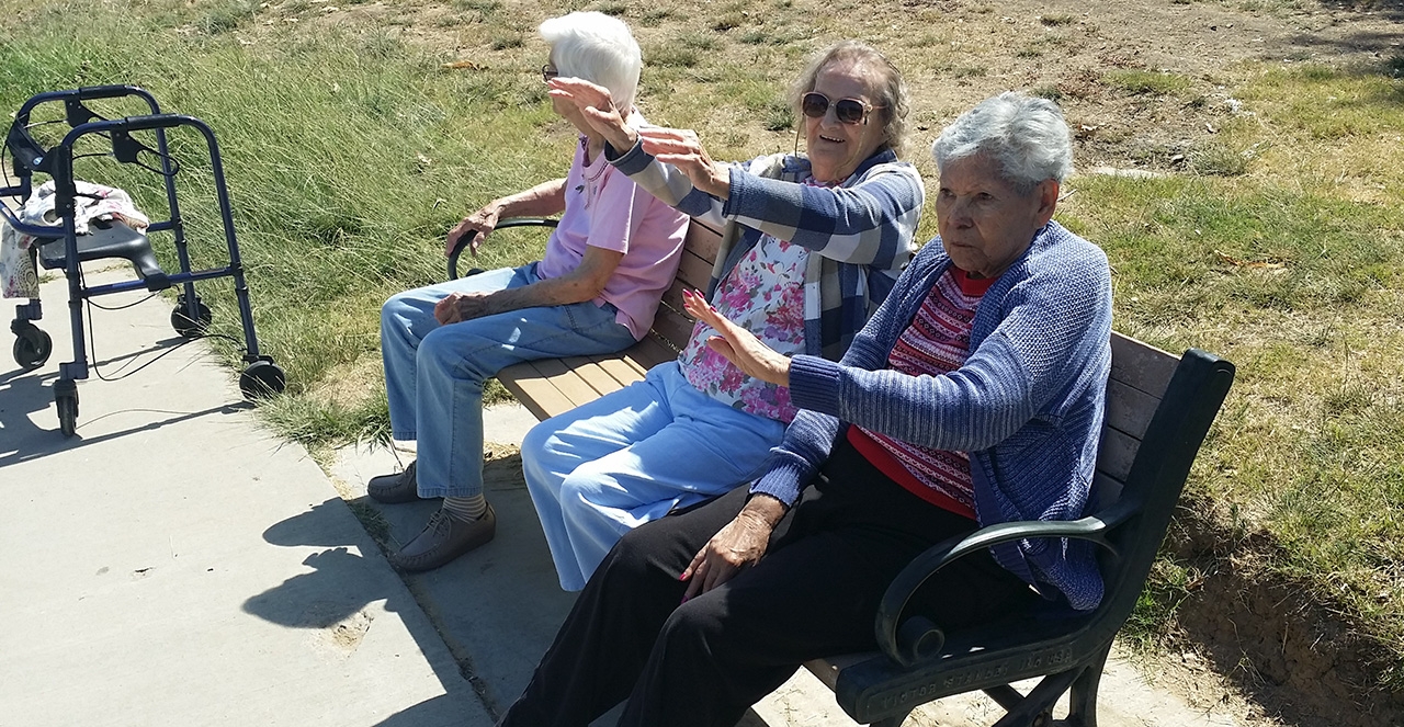 Outdoor social gathering for residents